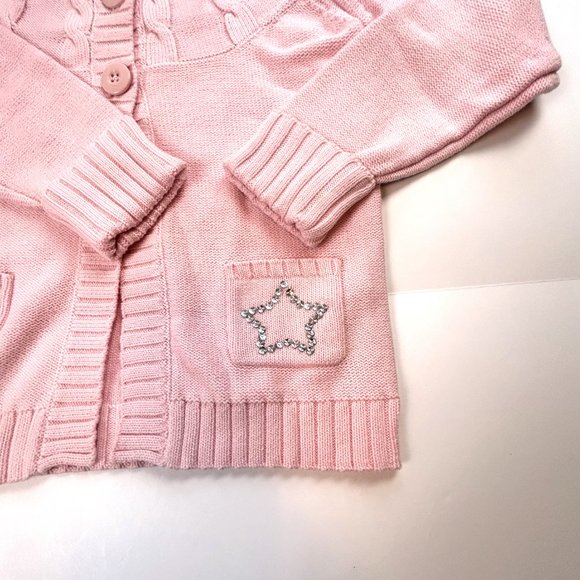 NWT Gymboree Girl Rhinestone Star Cable Cardigan Sweater Size 10 - Picture 2 of 4